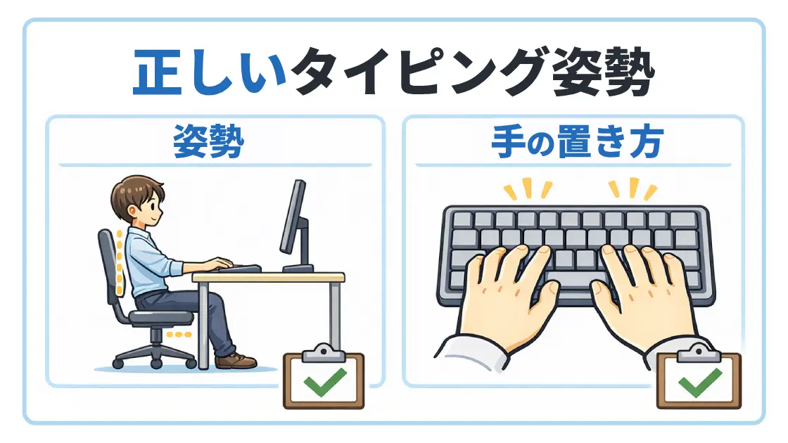 正しい姿勢と手の置き方